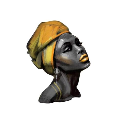 კოსმო აფრიკელი გოგონა - ხის ბროში პრინტით – 1