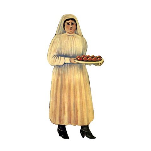 კოსმო ქალი სააღდგომო კვერცხებით - ხის ბროში პრინტით – 1