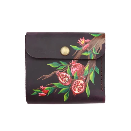 Leather wallet "Lala" - pomegranates, burgundy
