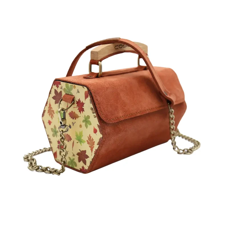 ნატურალური ზამშის ჩანთა – ფოთლები