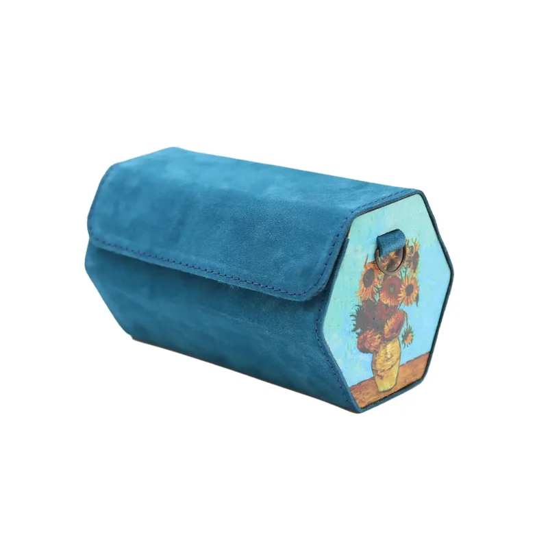 ზამშის და ხის ჩანთა პრინტით – მზესუმზირები