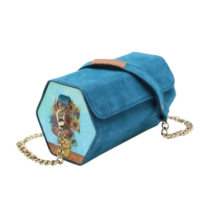 ზამშის და ხის ჩანთა პრინტით – მზესუმზირები