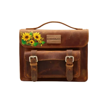 ჩანთა ლალა - ღია ყავისფერი მზესუმზირებით