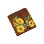 ტყავის საფულე "ლალა" - მზესუმზირები, ყავისფერი - სურათი 2