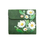 ტყავის საფულე "ლალა" - გვირილები, მწვანე